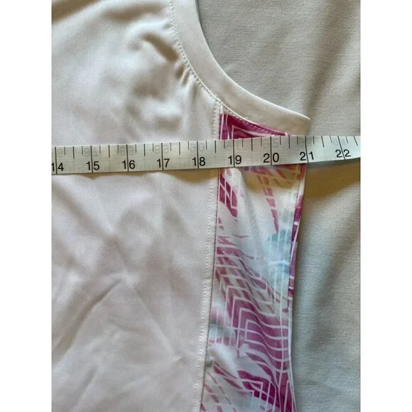 Pebble Beach XL Dry-Luxe Performance Sleeveles Polo Shirt Top White Pink Stretch - Picture 14 of 14